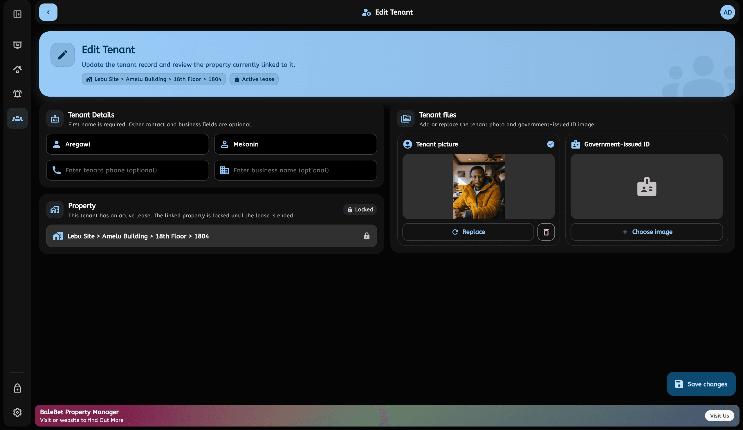 BaleBet Windows ተከራዮች — dark theme