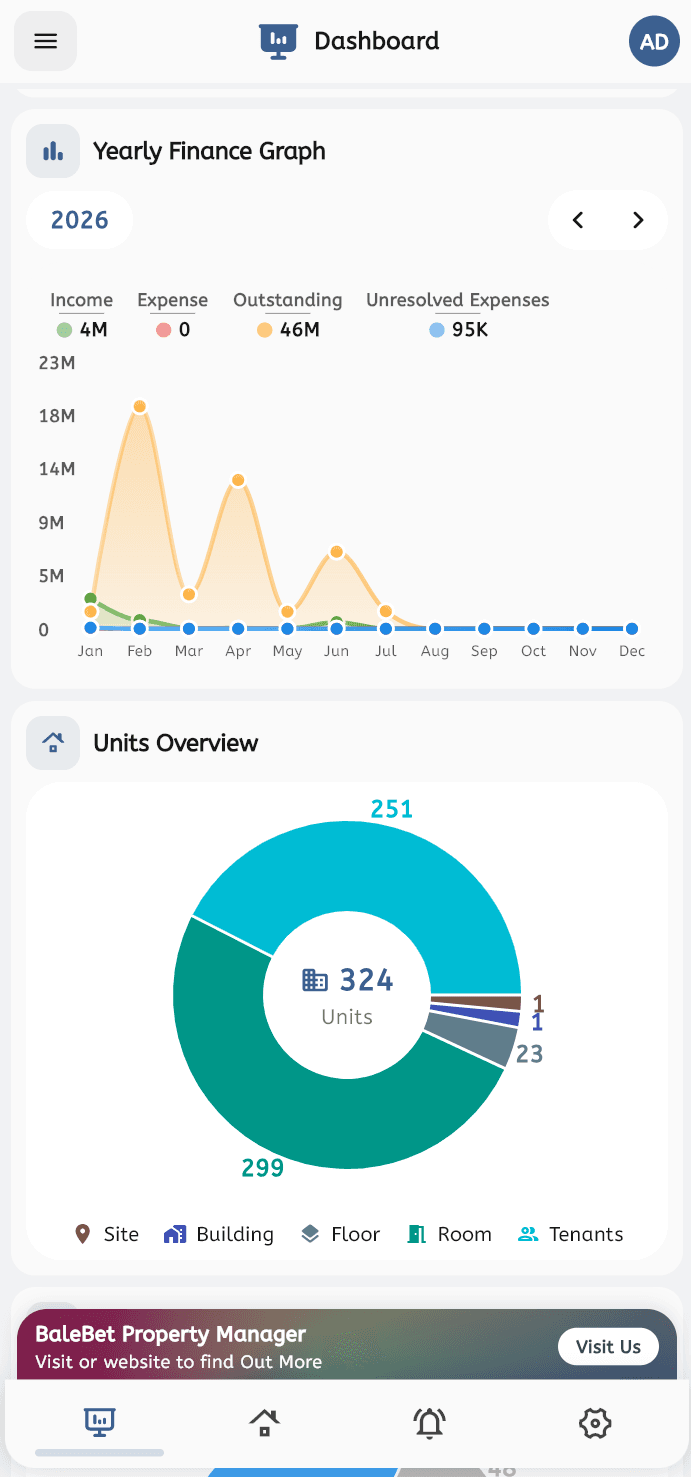 BaleBet Android ዳሽቦርድ — light theme
