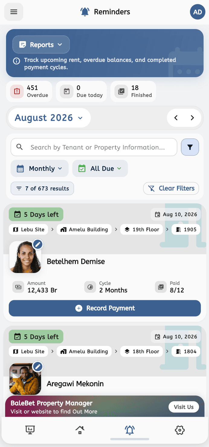 BaleBet Android ማስታወሻዎች — light theme