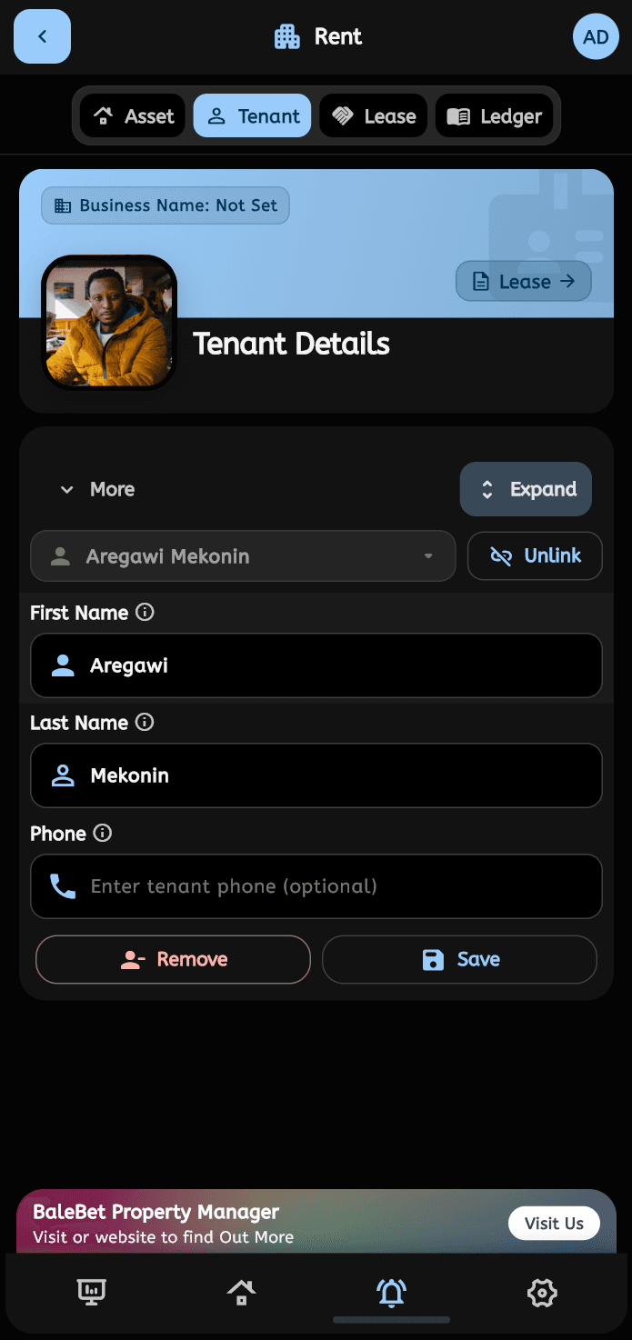 BaleBet Android ተከራዮች — dark theme
